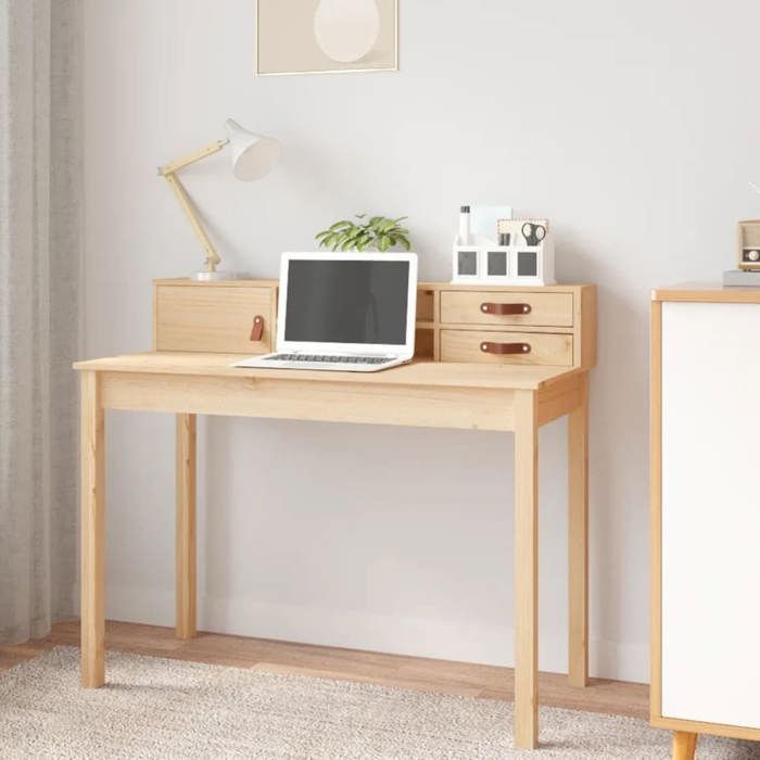 Bureau en bois massif - Happiness - 110x50x93 cm - Pin massif - Brun - Grand espace de rangement - Montage simple Bureau en bois massif - Happiness - 110x50x93 cm - Pin massif - Brun - Grand espace de rangement - Montage simple