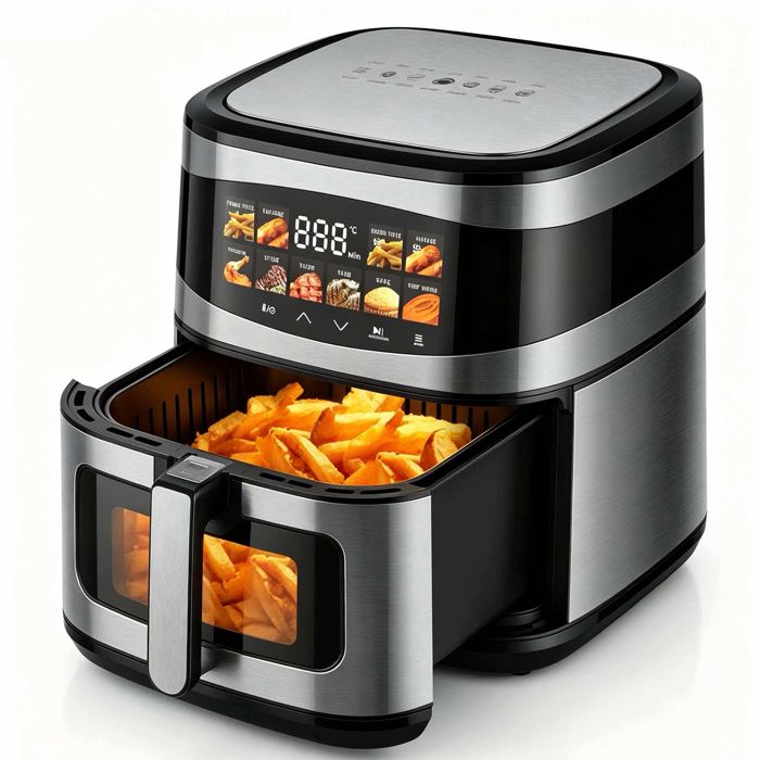 Friteuse à air sans huile 12L Air Fryer 2000W avec Fenêtre Transparente et Éclairage Intégré Écran Tactile LED Lavable - Bleosan