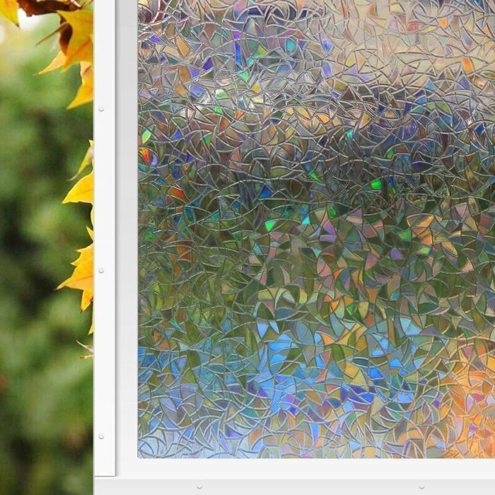 Film pour Fenetre Statique 3D Arc-en-Ciel Effet pour Vitre Anti-UV Film Autocollant Vitre Decoratif Film Vitrage Fenêtre a Motif N