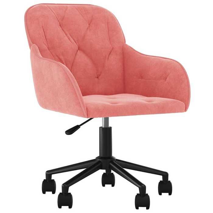 Fauteuil de bureau pivotant en velours - CLARENCE - Rose - 56x61x(78-86) cm - Hauteur réglable - Pivotement à 360°