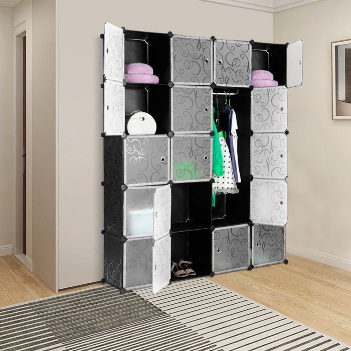 KEDIA Armoire de Chambre noir 147*37*183cm Robuste et durable facile à nettoyer installation simple Étagère de Rangement