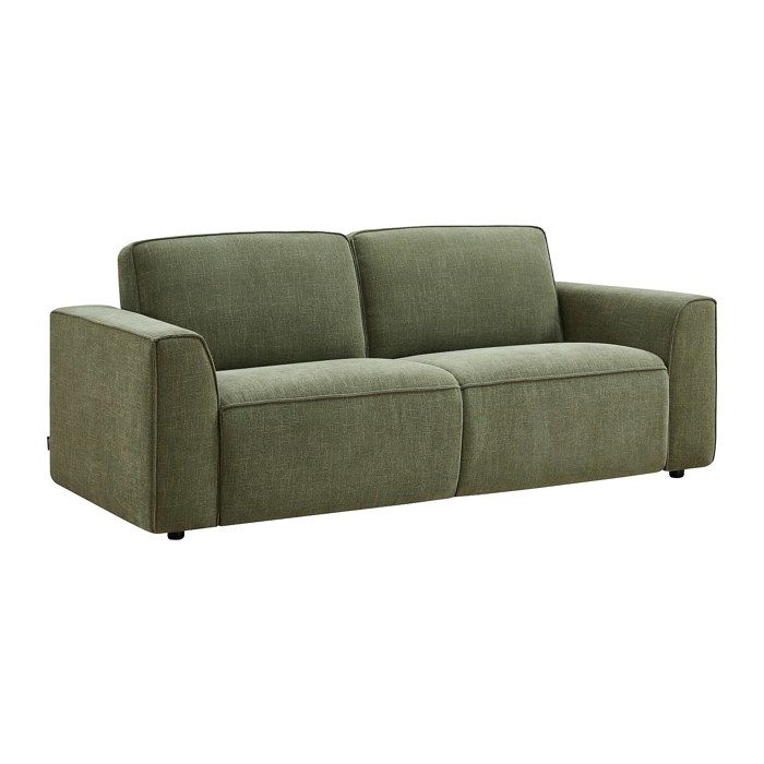Canapé 3 places convertible express en tissu vert - Couchage 140 cm - Matelas 12 cm MOTETO