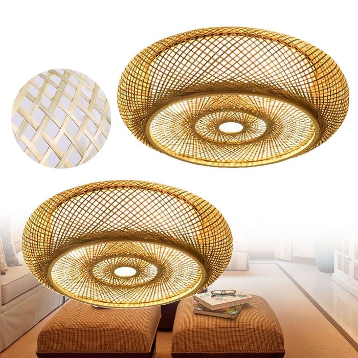 Plafonnier LED en tissage de bambou de 50 cm / 220 V sans source lumineuse E27