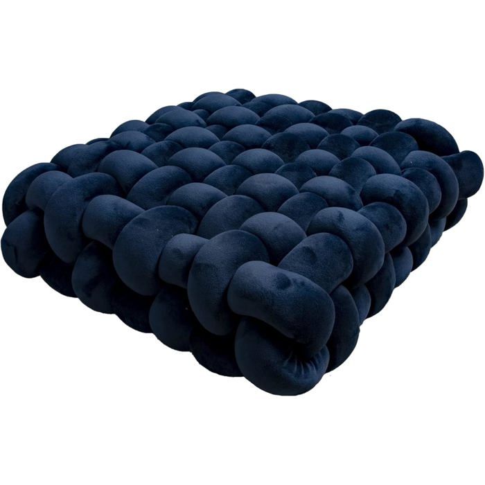 Coussin carré tissé pour chaise ou canapé - Coussin décoratif pour baie vitrée (30 x 33 x 12 cm bleu marine) .