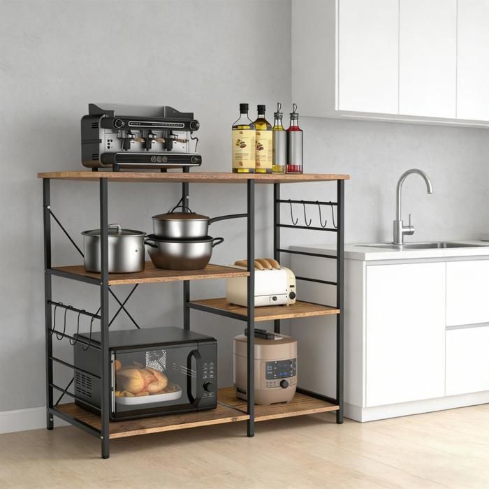 JEOBEST Desserte de Cuisine Cadre en Métal Etagère de Cuisine Industrielle Facile à Assembler pour Cuisine Salle à Manger