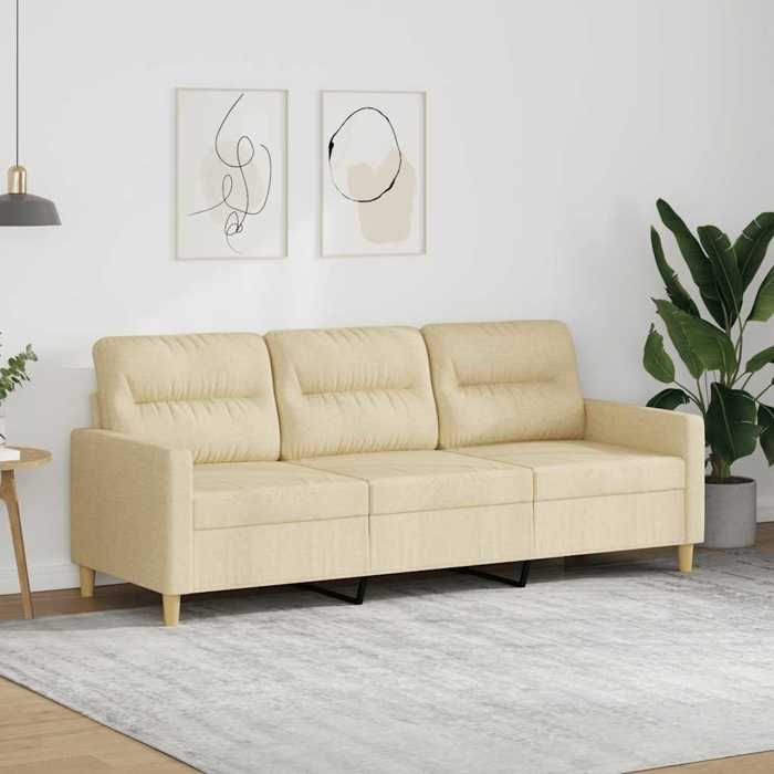 Haute Qualité Canapé à 3 places moderne - ZENCORE - 1 Sofa-set - 3 personnes - Crème 180cm Tissu 198x77x80cm C68984