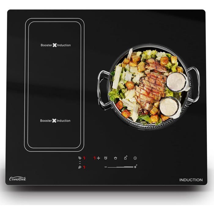 Plaque induction 3 feux - LEHRING - 60 cm - Contrôle tactile - Fonction Boost - Sécurité verrou - Minuterie électronique