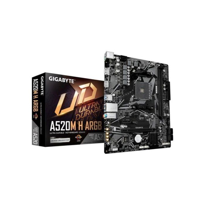 GIGABYTE A520M H ARGB Carte Mère Compatible avec processeurs AMD Ryzen Série 5000 jusqu'à 5100 MHz DDR4 OC .2 PCIe 3.0 x4 LAN 1 GbE USB 3.2 Gen 1 - vue 3