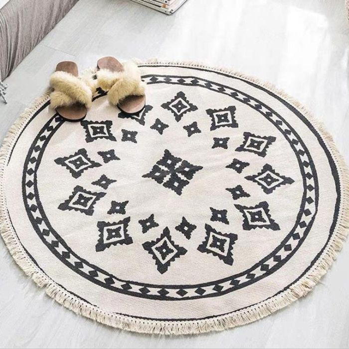 Tapis de sol en coton et lin tapis rond de