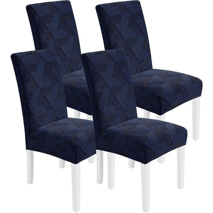CYCO Housse De Chaise Salle À Manger 4 Pièces Housse De Chaise Extensible Universel Doux Confortable 4 Pièces Bleu Foncé