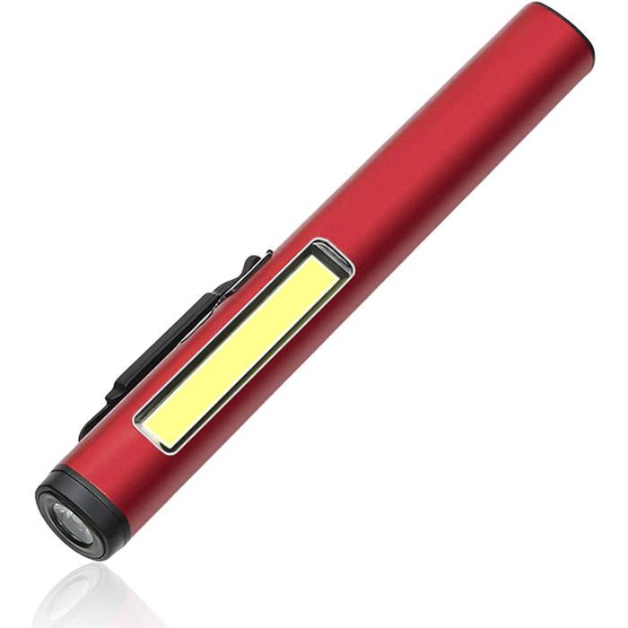 Lampe stylo LED rechargeable USB rouge étanche aimant et clip pour camping randonnée urgence inspection