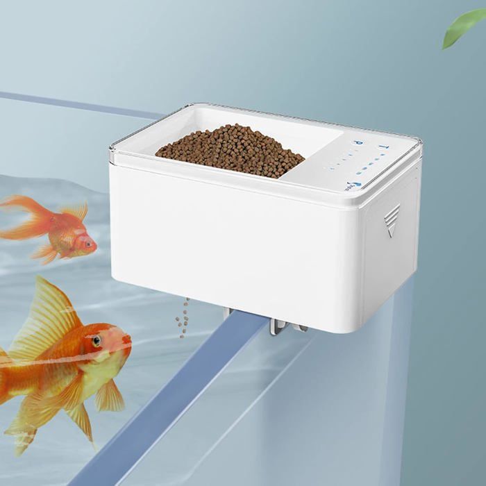 Mini distributeur automatique de nourriture pour poissons 70 ml Blanc Réglable pour aquarium en vacances