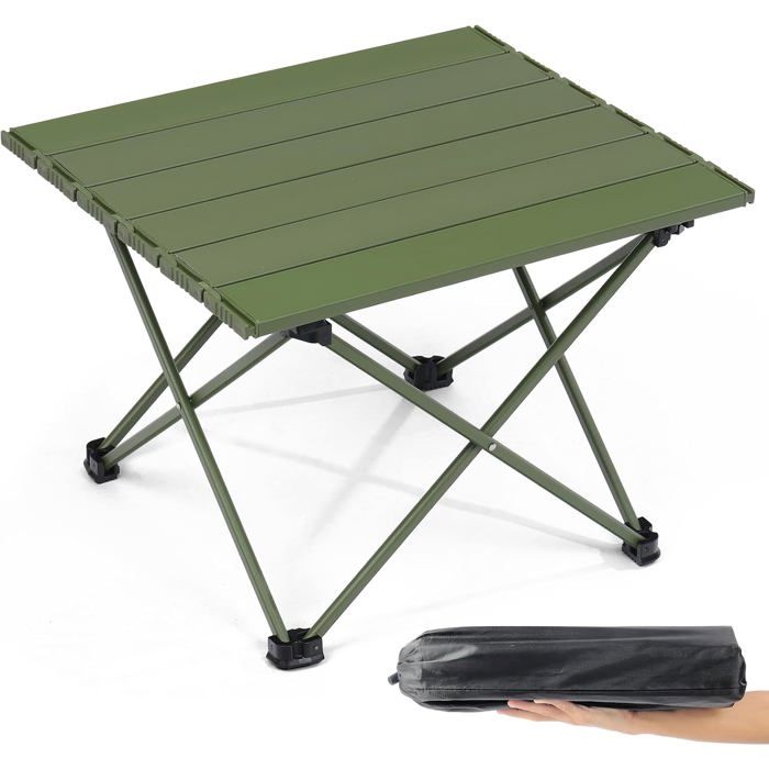 Table pliante de camping en aluminium - portable 42 x 15 x 8 cm 1 kg supporte 25 kg verte idéale pêche
