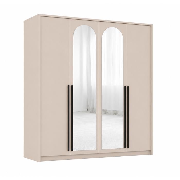 Armoire-penderie - 3XE LIVING - STOLAR LUCA - Beige sable - 205x65x217 cm - 4 portes 6 étagères