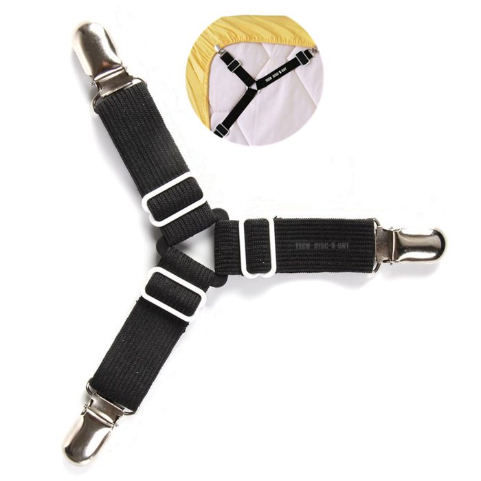 Sangles attaches drap de lits chambre housse couette 1 pièce réglable - Jucnuz - triangle élastique bretelle coin support clip noi