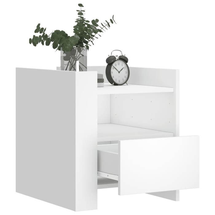 Table de chevet - vidaXL - Blanc - 45x50x50 cm - bois d’ingénierie - Capacité 50 kg - Espace de rangement 149544
