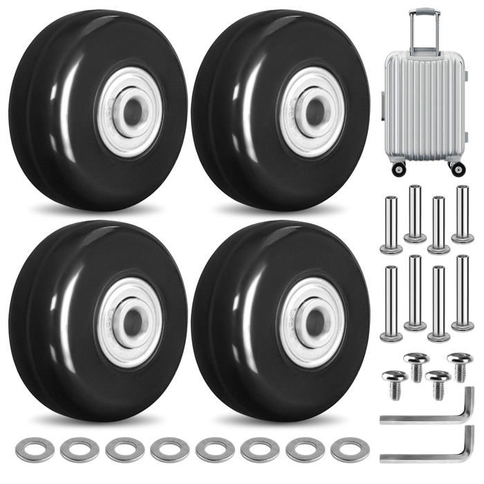 Lot de 4 roulettes valise 50x18mm caoutchouc noir réparation bagages Roulette Cuneary