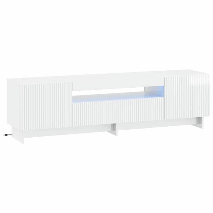 Blanc Meuble TV LED Blanc brillant Bois dingénierie(VIDAXL)_22057
