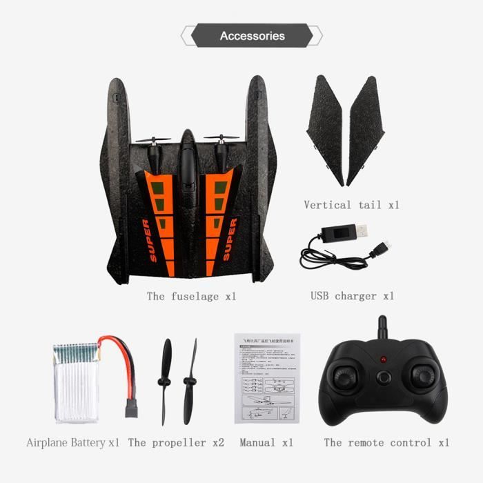 RC Avion Télécommandé Électrique 2.4G à trois Canaux 6-axes Jouet pour