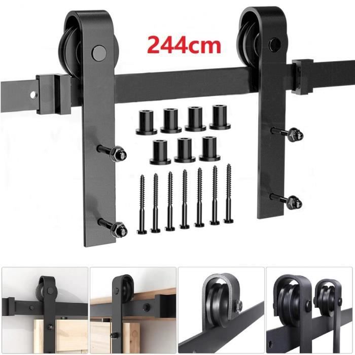 AKALNNY Tringle Rail Porte Coulissante Suspendu, Ensemble