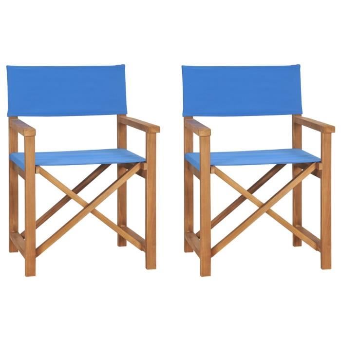 Atyhao Chaises de metteur en scène pliantes 2 pcs Bois de teck massif ...