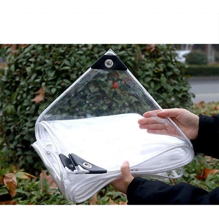 Bâche Imperméable Transparente avec Oeillet - 420g/m² - Couverture en  Feuille de Bâche - Bâche en Plastique PVC pour Jardin Extérieur - 0,3 mm