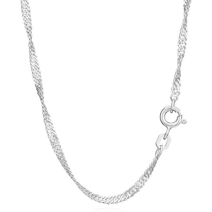 Chaîne De Cou En Argent Massif – Longueur 47 Cm – Sans Marque – Neuf Sans Boîte