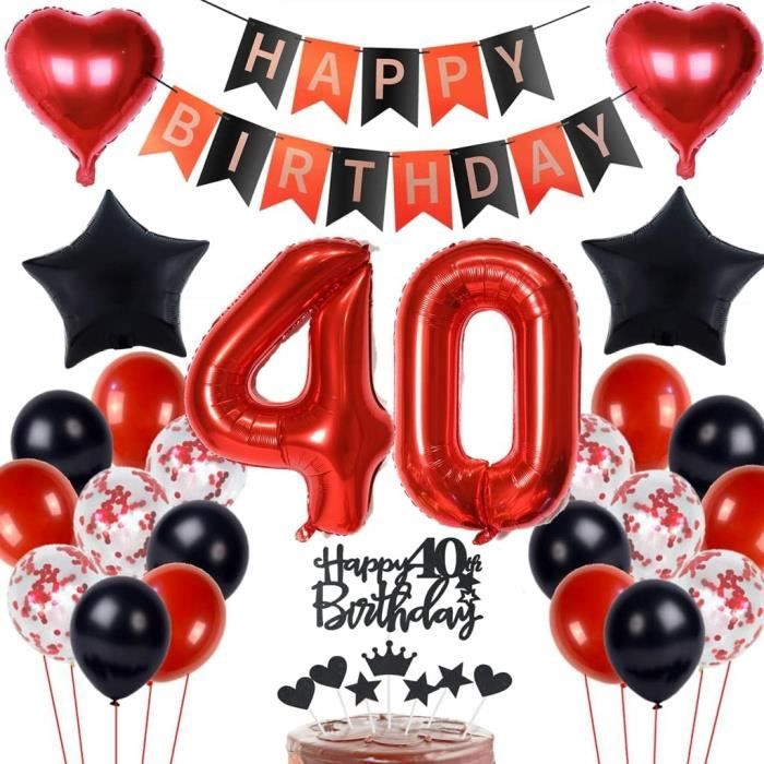 Décoration 40e Anniversaire Thème Or Et Noir – Ballons, Guirlande, Décorations Gâteau | Kit Complet Pour Fête