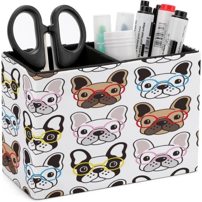 Organisateur De Bureau En Cuir 4 Compartiments - Porte-Stylo Dauphins, Support Télécommande, Rangement Fournitures