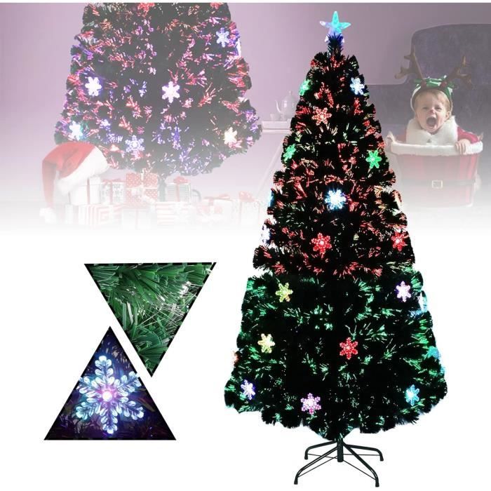 Sapin De Noël Artificiel Lumineux 150Cm,Sapin De Noël En Fibre Optique Avec Support Stable Et