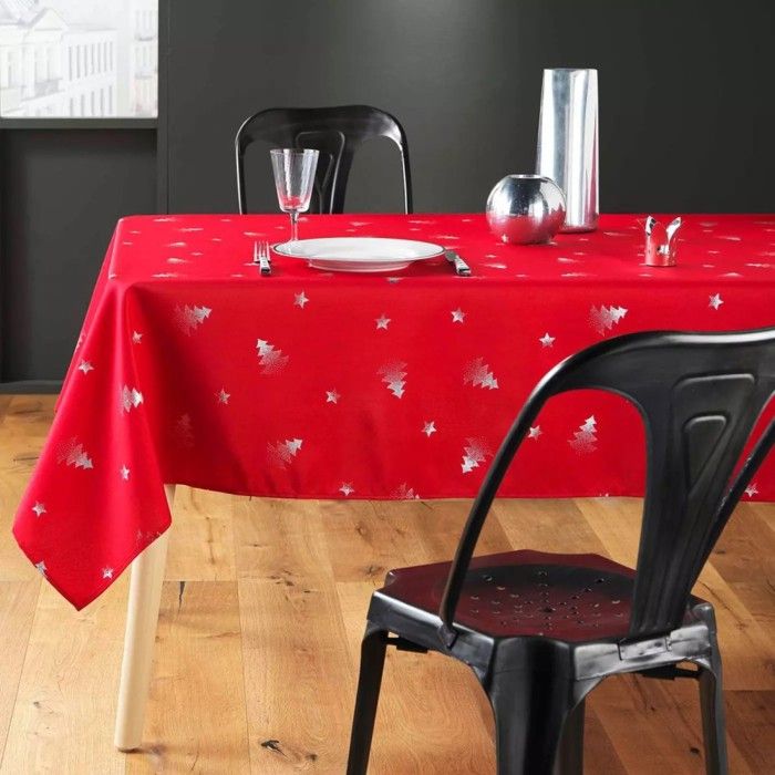 Nappe De Noël Rectangulaire 137x274cm - Imprimé Joyeux Noël - Imperméable Et Lavable - Décoration De Table Fête