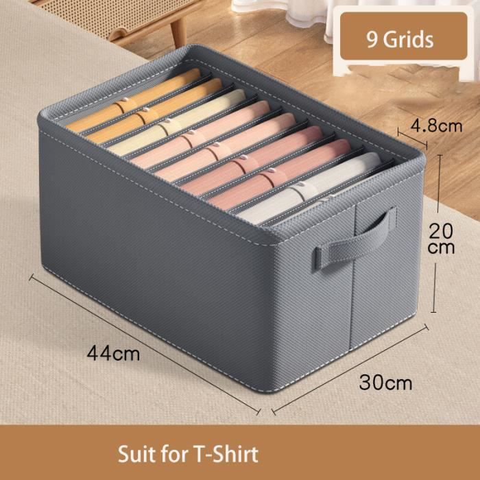Boîte De Rangement Pour Vêtements, Jeans - Gris, 48x28x25 Cm, Avec Poignée, Sans Couvercle