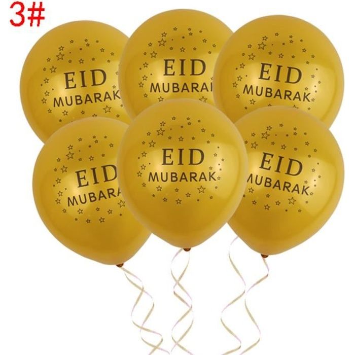 Eid Moubarak Parti Décoration Ballons Or Happy Fête Ballon Pack de 10