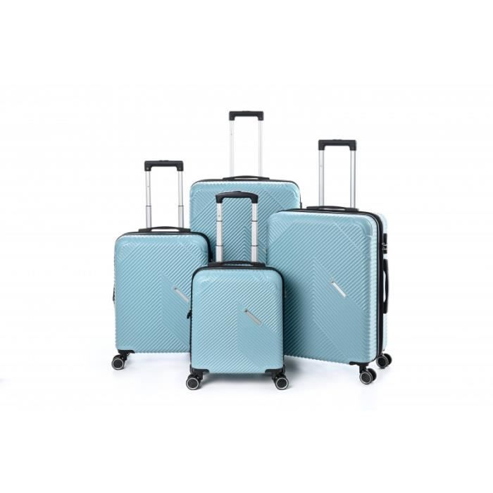 lot de 4 valises extensibles rigides + 30% de volume - lys paris - bleu ciel b.