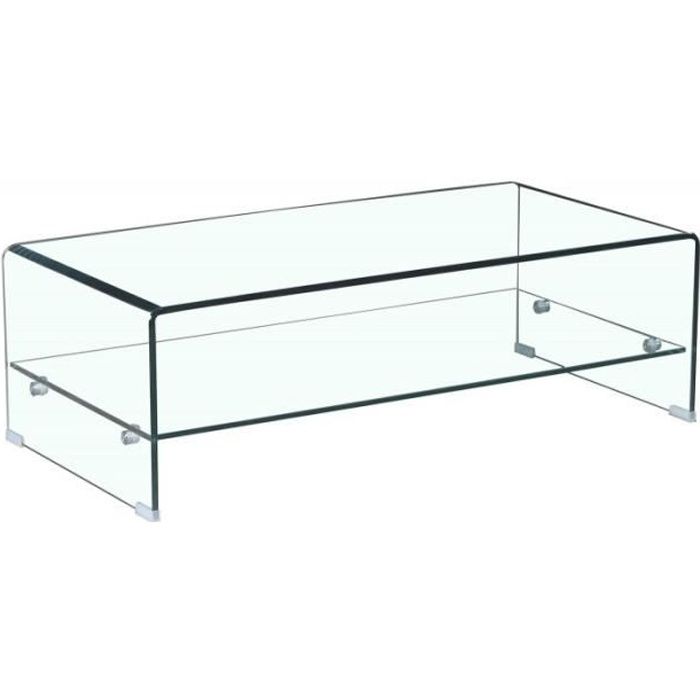 Table Basse Rectangulaire En Verre Trempe Achat Vente Pas Cher