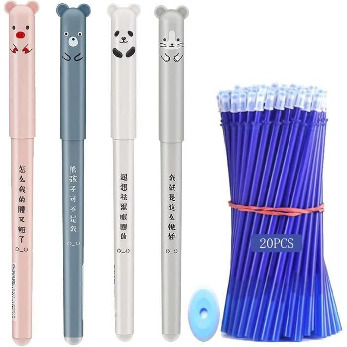 DGTSYAL Stylos Gel Effaçables - Lot De 8 Avec Motifs Animaux, Pointe 0.7 Mm, Parfaits Pour L'école, Le Bureau Ou Les Cadeaux