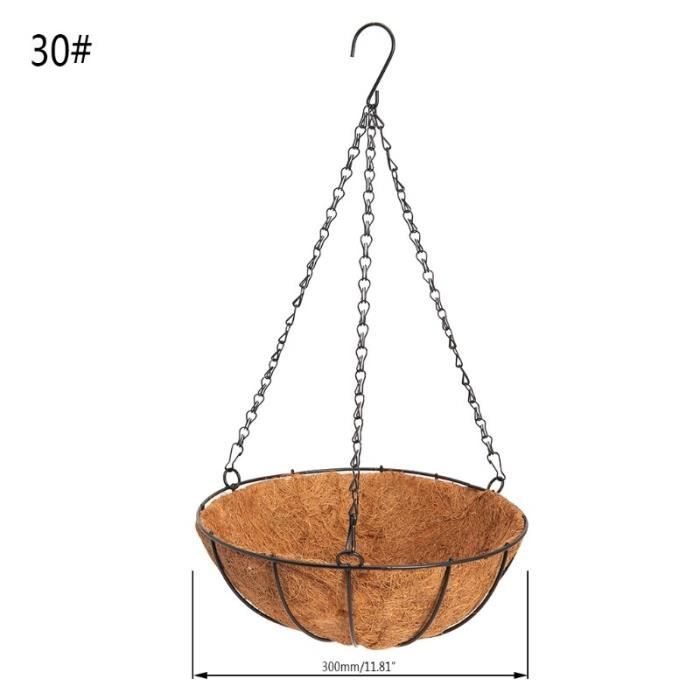 Lot De 4 Pots De Fleurs à Suspendre En Coco 20cm - Paniers Métal Avec Chaîne Pour Intérieur & Extérieur
