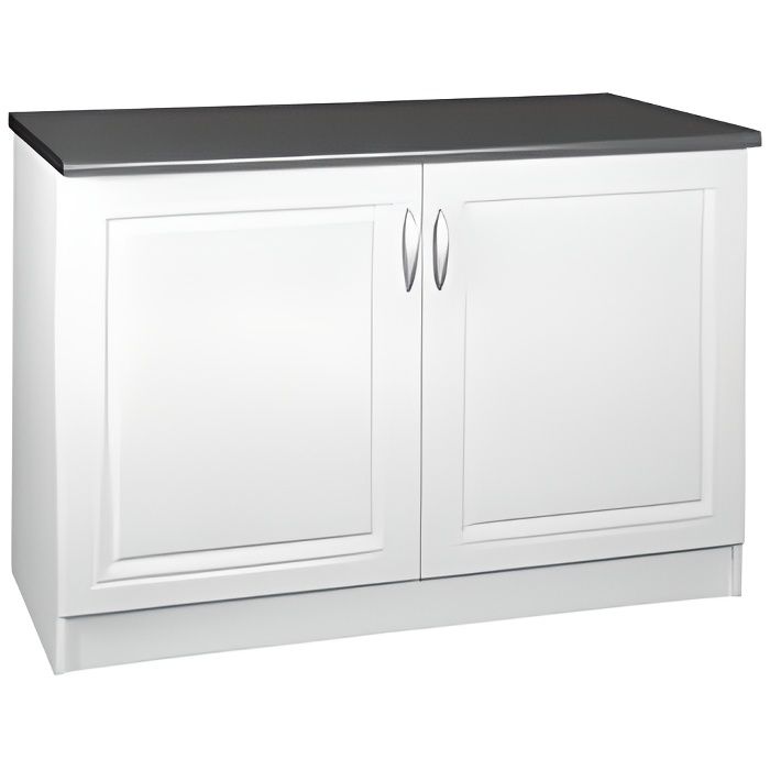 Meuble cuisine bas 120 cm 2 portes DINA blanc  Cdiscount Maison