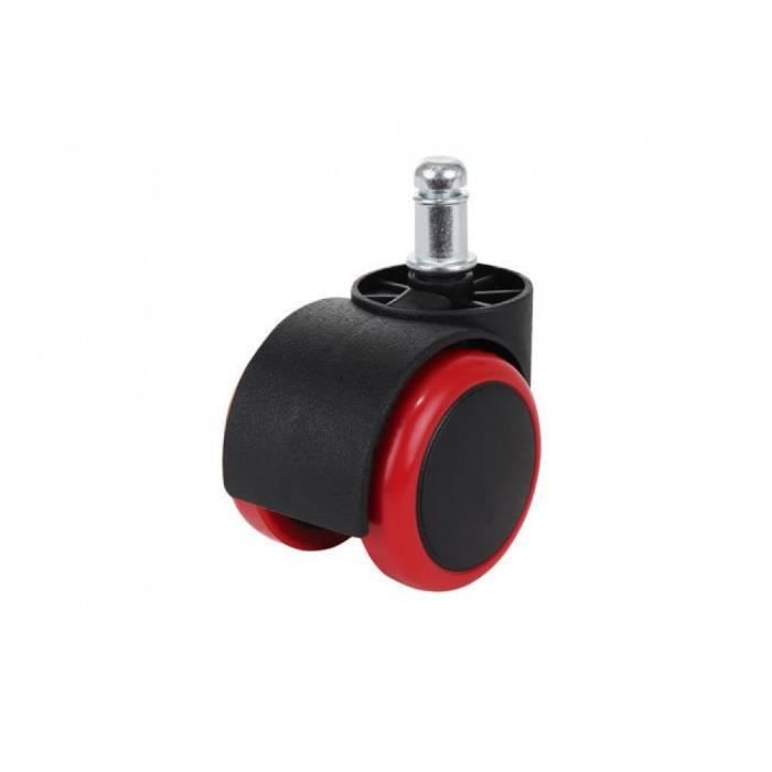 roulettes de chaise de bureau en caoutchouc noir et rouge, dimension 11mm, kit 5 pièces