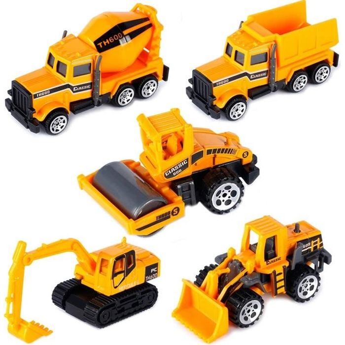 Vehicules de Chantier Mini Jouet Camion Benne Petite Voiture Miniature a partir de Enfant Garcon Fille 3 4 5 6 Ans 5 pcs