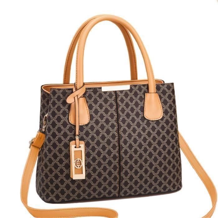 Sac a main femme bandouliere cuir PU de marque pour le travail, le  shopping, les voyages, la fête - Beige et Noir - Achat / Vente Sac a main  femme bandoulier - Cdiscount