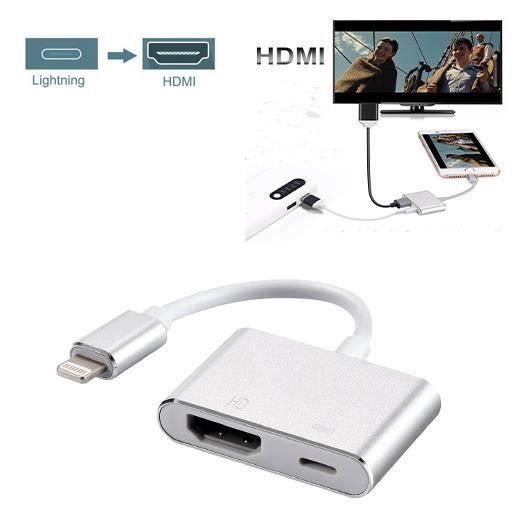 Qumox Adaptateur Lightning vers HDMI AV numérique TV pour Apple