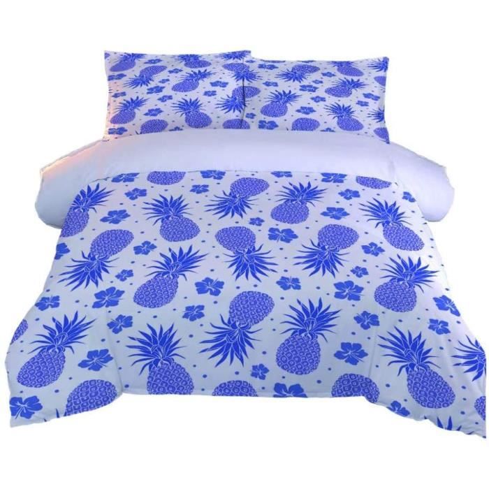 Parure De Lit 3 Pièces Mumian 140x200 Cm - Housse De Couette Microfibre Douce + 2 Taies - Motif Fleuri, Fermeture éclair - 4