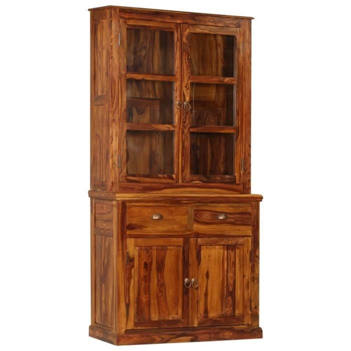 SIBONWORD Armoire à vitrine Bois de Sesham massif 100x40x200 cm facile