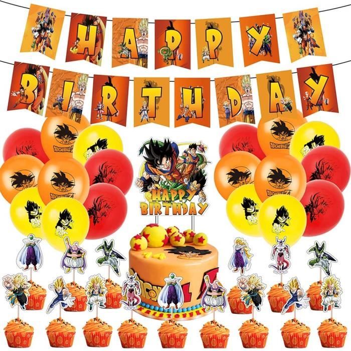 34pcs Fournitures De Fete D Anniversaire Dragon Ball Zles Decorations De Dragon Ball Comprennent Des Gateauxdes Decorations Pour C Cdiscount Maison