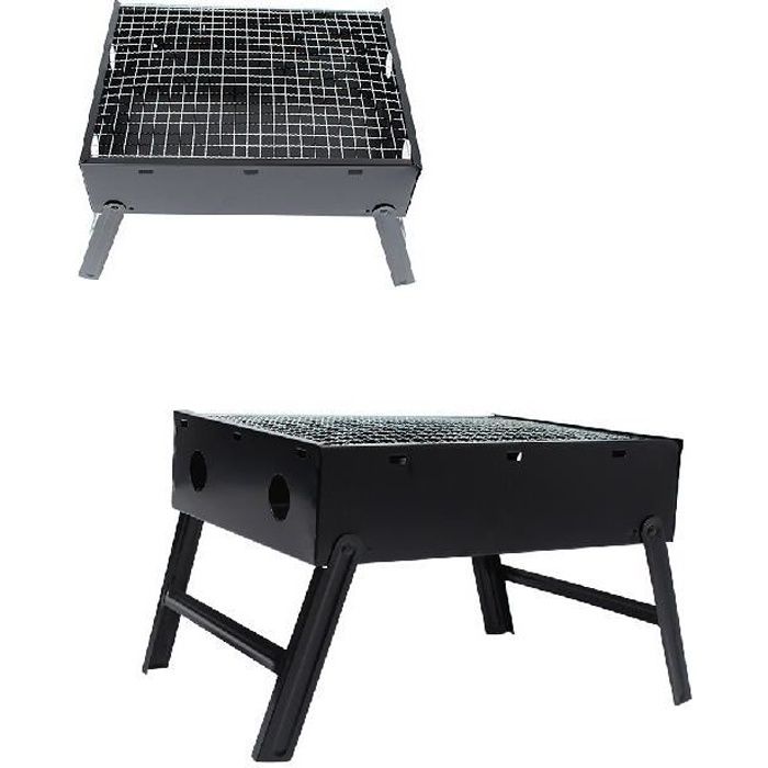 Barbecue barbecue pliable charbon de charbon de charbon de charbon de bois en acier inoxydable barbecue pour pique-Little Black Tray