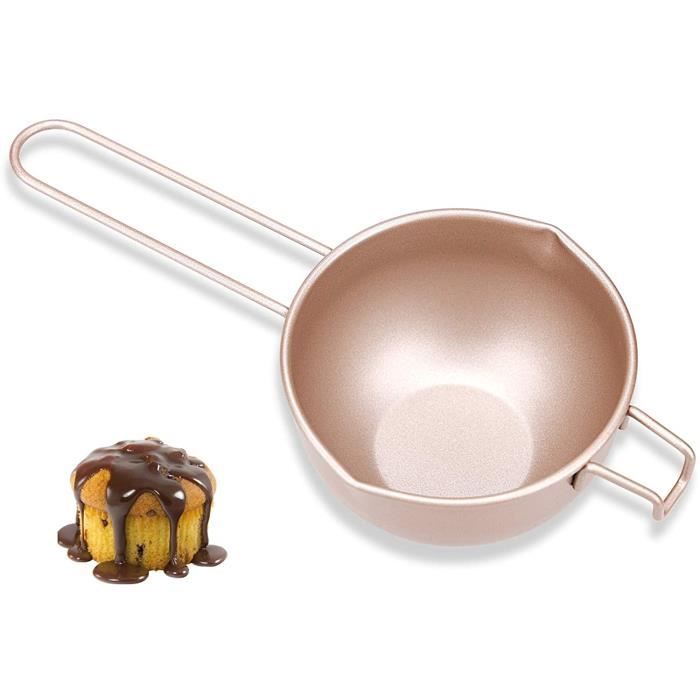 ALLAVA Casserole De 600 Ml, Bol De Fusion De Bain-marie, Pot De Fonte, Pot De Cire De Bougie En Acier Inoxydable, Grattoir En Plastique Bonus, Pour Bougies, Sucre, Beurre, Fromage, Caramel, Chocolat