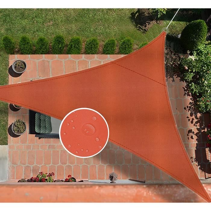 Toile Ombrage pour Patio Imperméable Protection UV 95% Voile d'ombrage Potager pour Patio Jardin terrasse extérieur Camping Triangulaire Triangle Kaki 2x2x2.8m