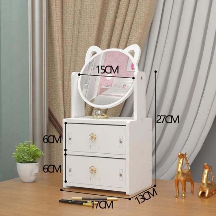 Organisateur Maquillage 2 Tiroirs Blanc - Rangement Cosmétiques Et Bijoux - ABS Imperméable