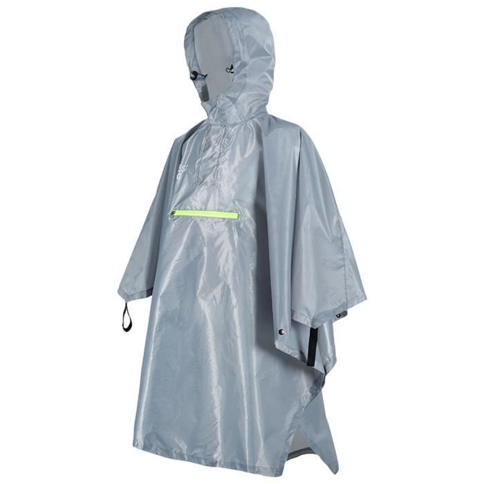 couleur gris Cape de pluie imperméable pour hommes et femmes, vêtement de vélo avec réflecteur, Poncho avec b